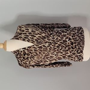 tesori cheetah print silk wrap blouse womens size M gently loved